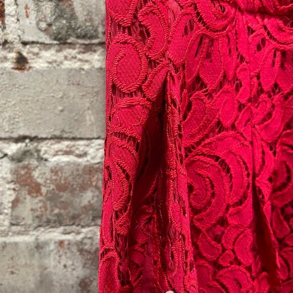 Anthropologie Moulinette Soeurs Jaeda Red Lace Wide-Leg Jumpsuit Size 6 - Picture 9 of 11